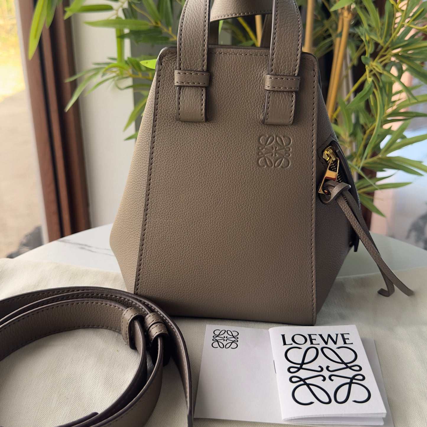 Loewe Hammock Small Bag in Taupe