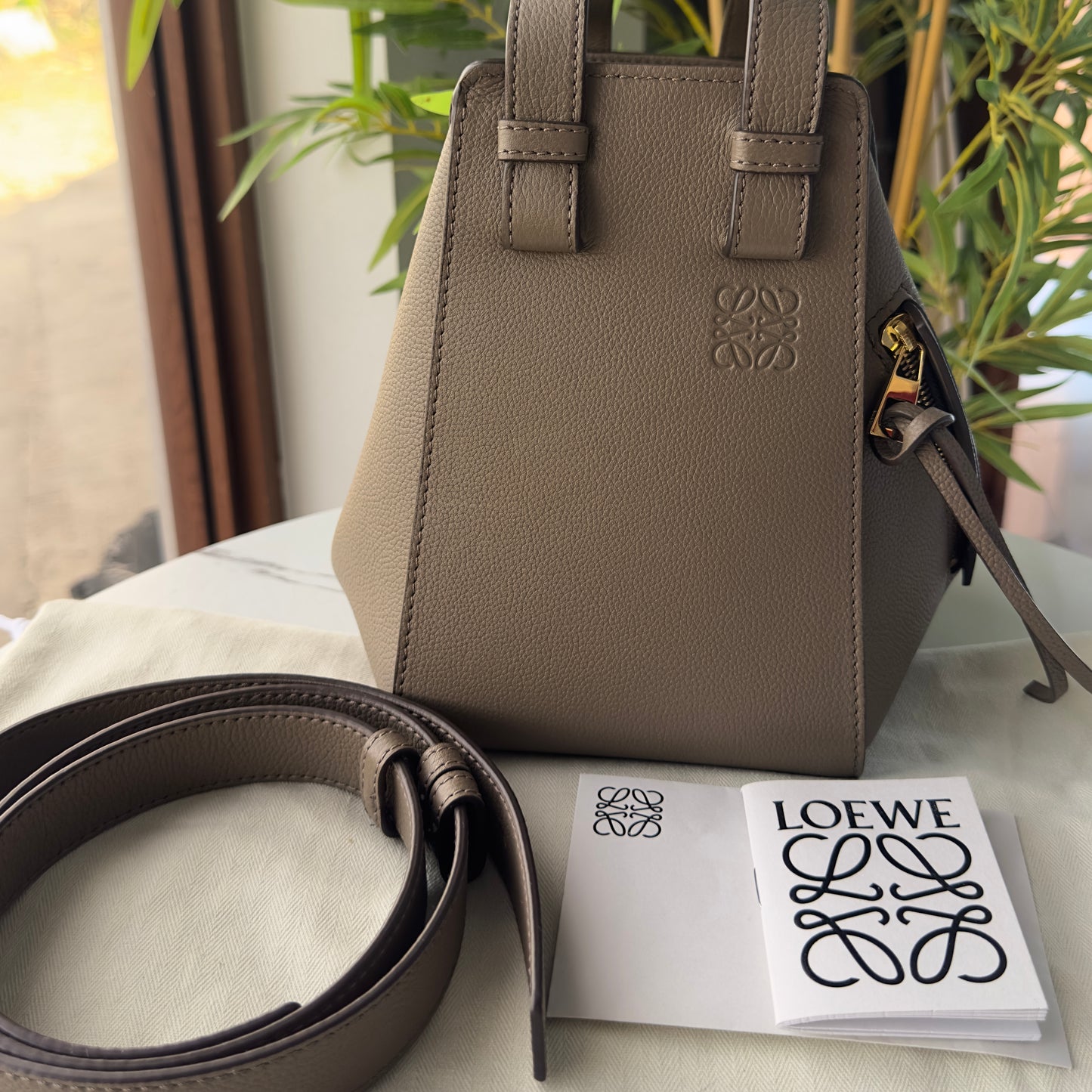 Loewe Hammock Small Bag in Taupe